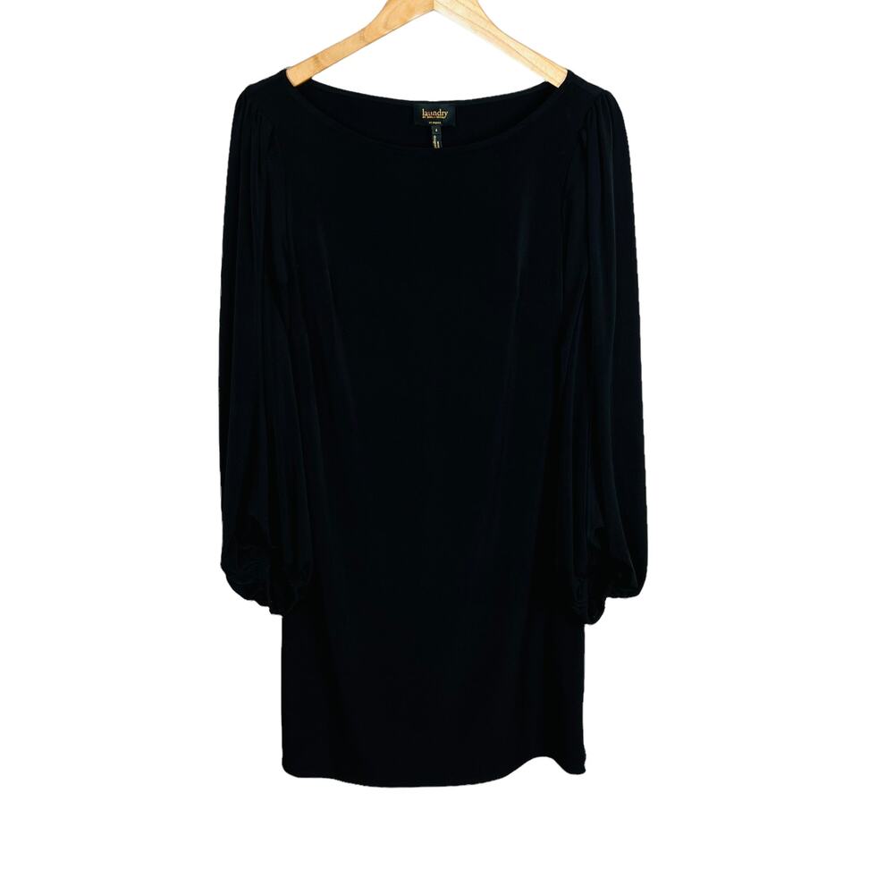Laundry by Shelli Segal Open Slit Sleeve Shift Black Dress Size 4 - Picture 2 of 9